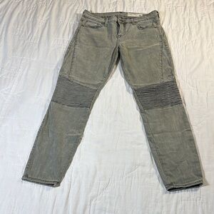 Pistola Audrey Moto Mid-Rise Skinny Jeans in Olive Green Ribbed Biker Denim 28